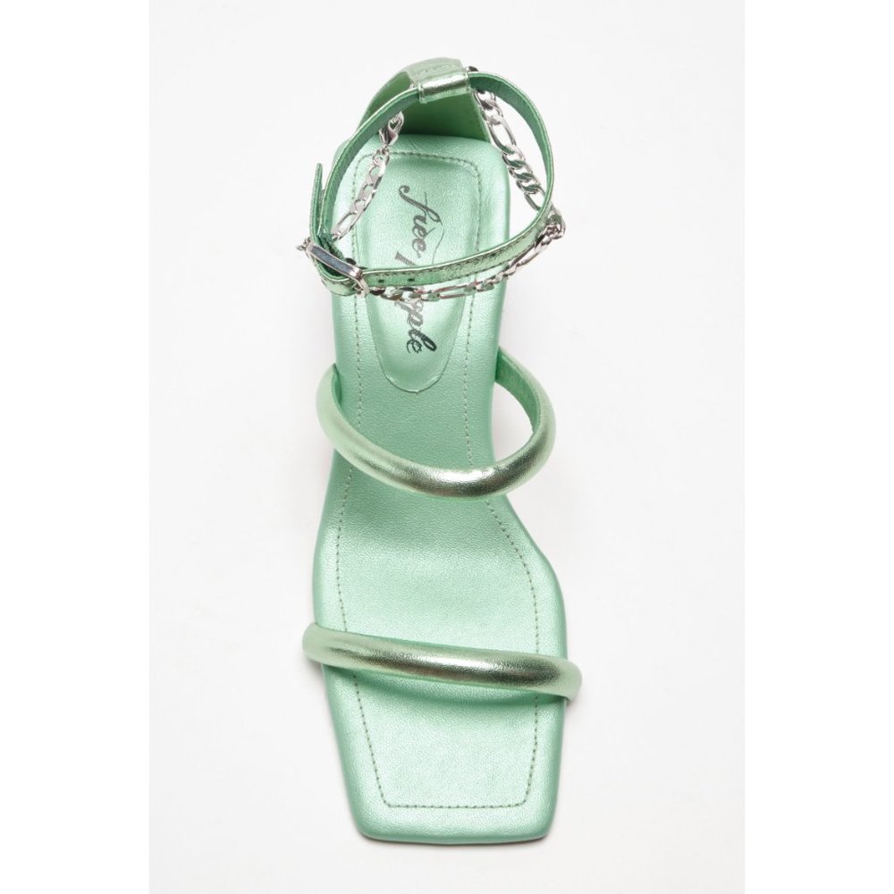 🎉LAST CHANCE🎉 FREE PEOPLE Parker Chain Heel / Lime Metallic - Picture 4 of 9